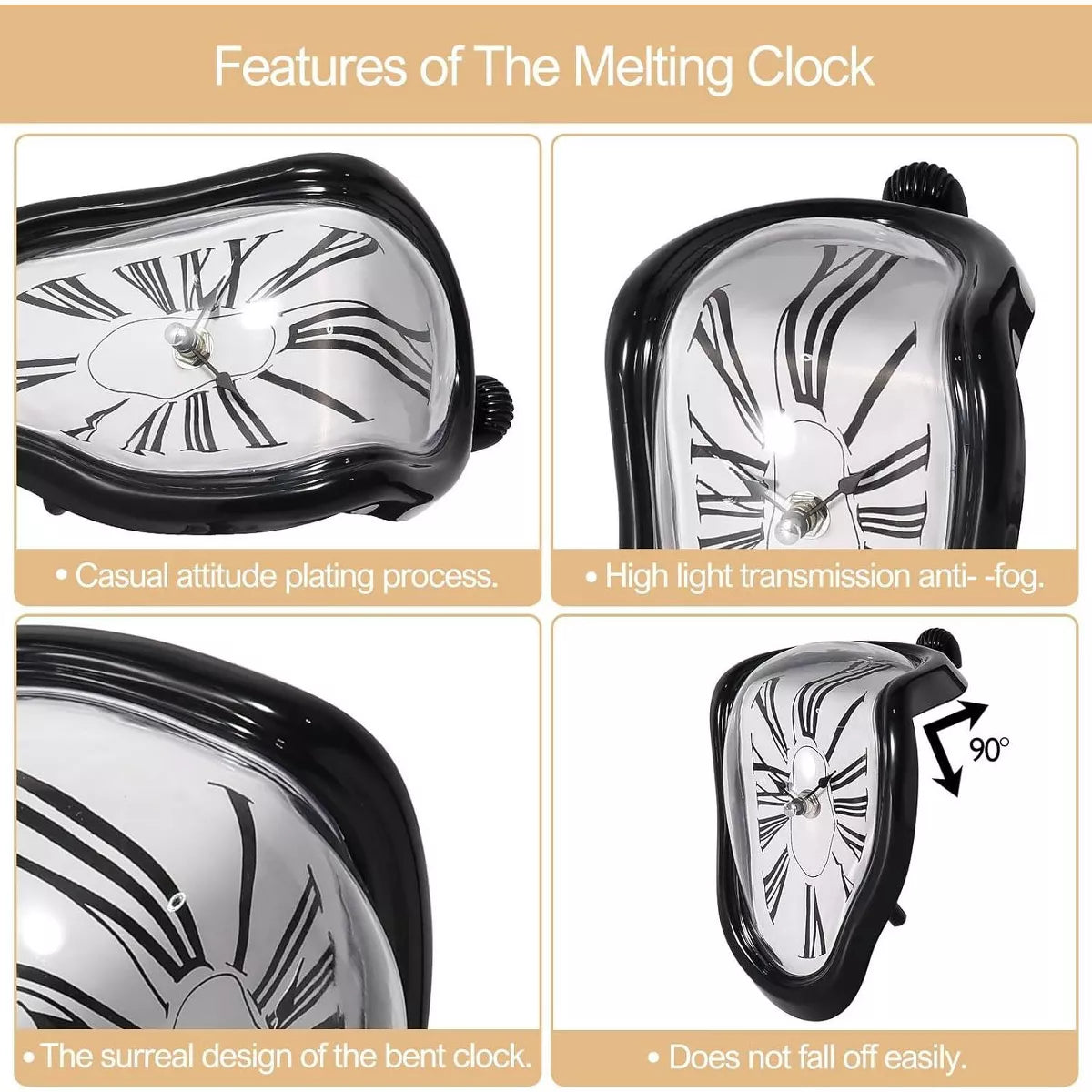 Maison Products Melting Clock, Salvador Dali Watch Melted Clock for Decorative Home Office Shelf Desk Table Funny Creative Gift