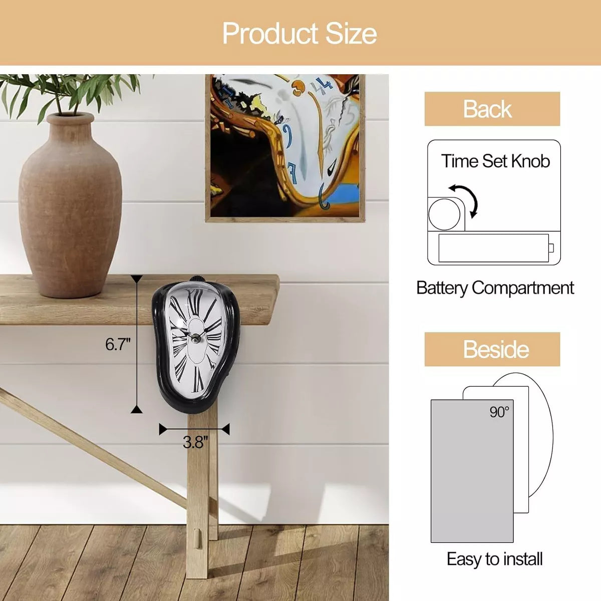 Maison Products Melting Clock, Salvador Dali Watch Melted Clock for Decorative Home Office Shelf Desk Table Funny Creative Gift